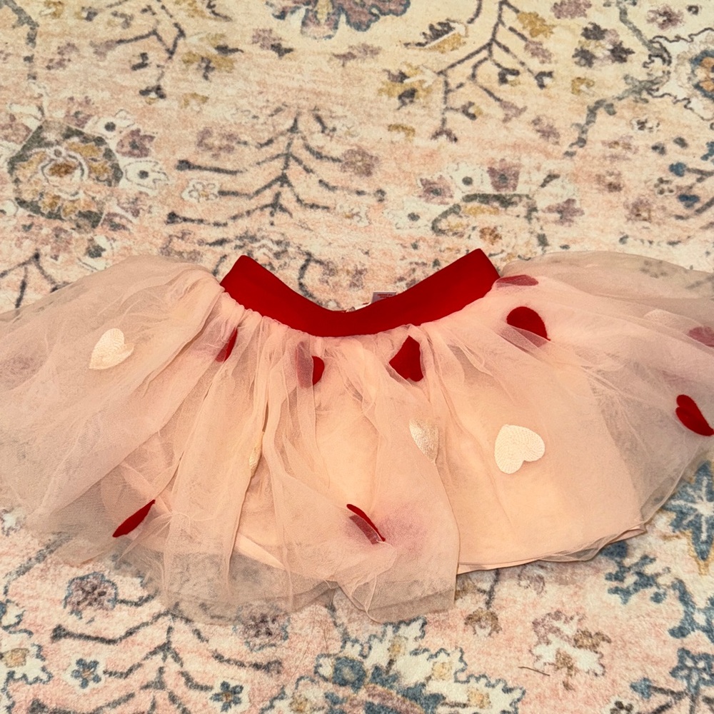 Cat & Jack Pink and Red Heart Tulle Skirt